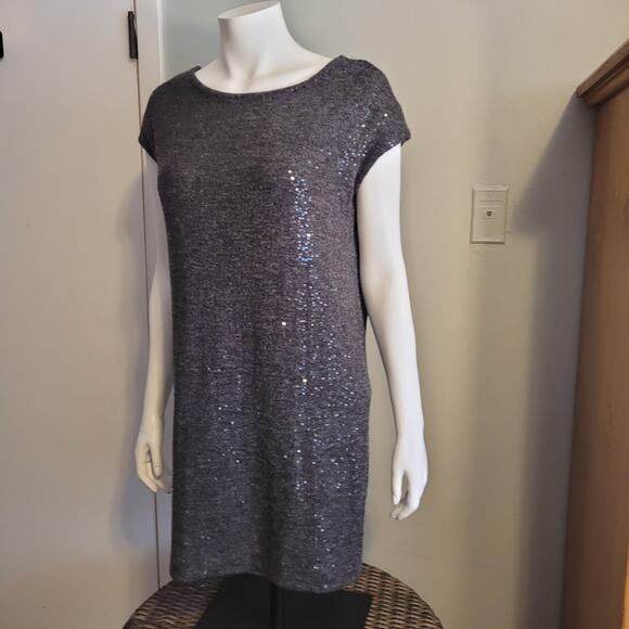 Vivienne Tam Metallic Knit Mini Dress S Cap Sleeve Stretch Lined Holiday Party - Picture 7 of 8